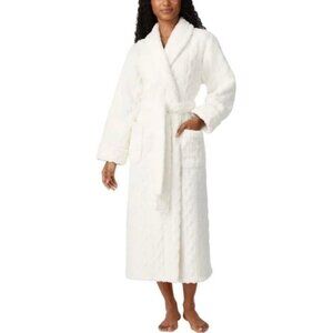 Room Service Women's Size S White/ Ivory  Fuzzy Sherpa Robe JCK204